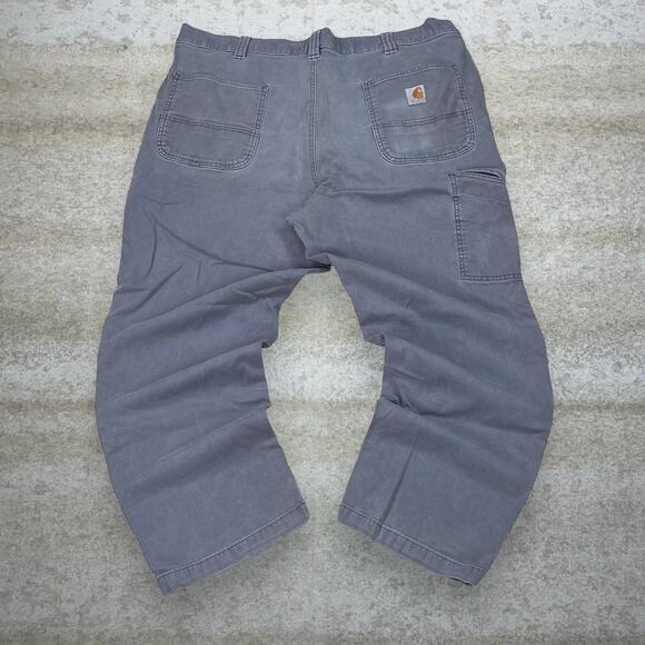 Vintage Carhartt Carpenter Pants Grey Canvas Baggy Wide Leg Fit Dungarees 90s - Picture 1 of 4